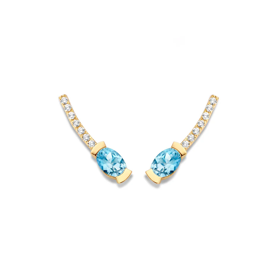 Adeline Curved Earrings, Blauwe aquamarijn