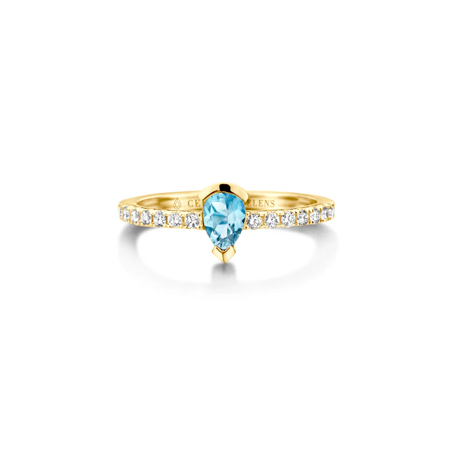 Adeline Straight Ring, Blauwe aquamarijn