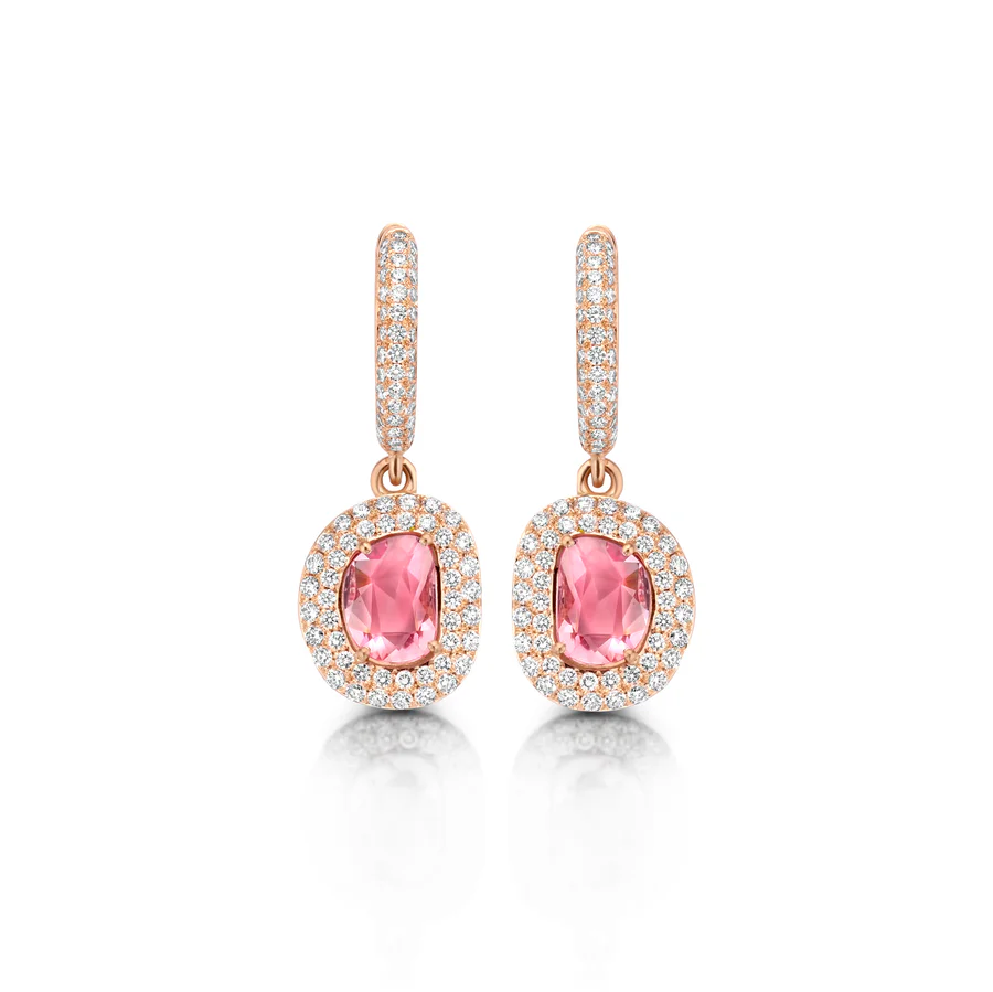 Didi Earrings, Roze saffier