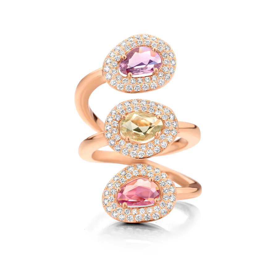 Didi Ring, Roze saffier & Gele saffier & Paarse saffier