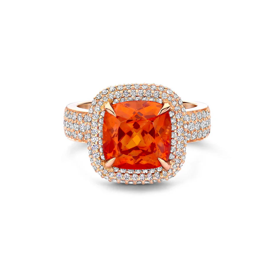 One of a Kind Ring N°215, Blauwe saffier & Oranje mandarijngranaat